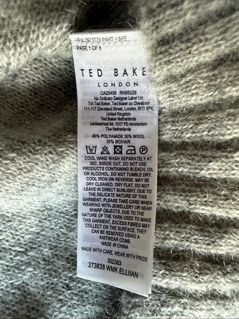 Ted Baker Light Gray Wrap Cardigan Sweater - Picture 2 of 3